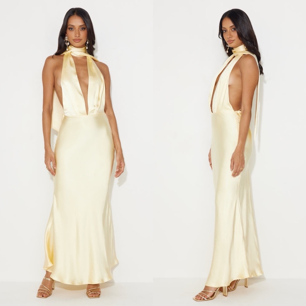*RESTOCKED* The Andy Yellow Satin Maxi Dress - Picture 8 of 11
